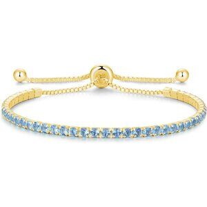 Gold-Dec-Topaz Sterling Silver Birthstone 2.5mm Tennis Bolo Bracelet